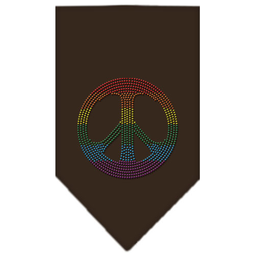 Rainbow Peace Sign Rhinestone Bandana Cocoa Large